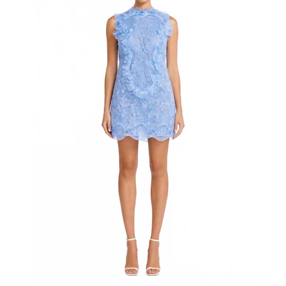 NEW COSTARELLOS siora organza shift dress in blue